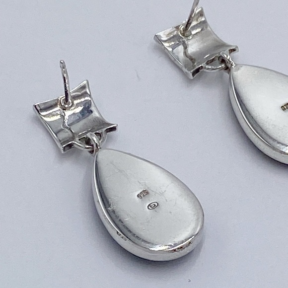 Sterling Silver Black Onyx Stone Dangle Earrings - Picture 5 of 10